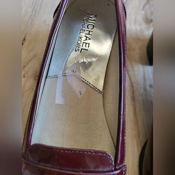 Michael Kors Lainey Merlot Patent Leather Block Heel Loafers Moccasin Size 6M - Picture 9 of 11
